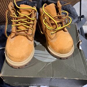 Timberland Kids Brown Boots with Yellow Laces